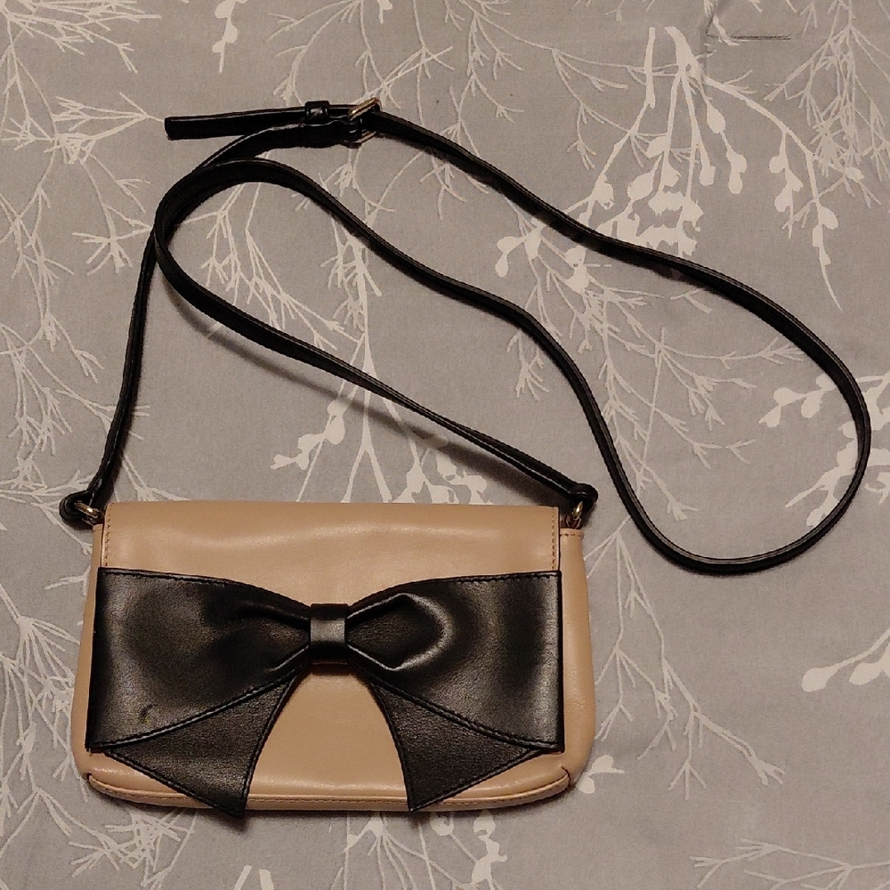 Kate Spade Pink Hanover St. Aster Black Bow Crossbody Bag